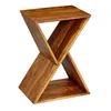 A wooden side table with an X-shaped base. Podgląd zdjęcia produktu