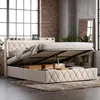 Letto imbottito INONEFT, modello boxspring, 140x200 cm, con Anteprima dell’immagine prodotto 2