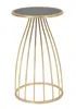 A gold metal side table with a black top on a white background. Anteprima dell’immagine prodotto