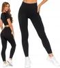 A woman wearing black leggings and a matching top, shown from the side and front. Produktbild-Vorschau