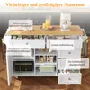 A kitchen cart with various storage compartments and features highlighted with text overlays. Anteprima dell’immagine prodotto