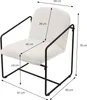 A beige armchair with a black metal frame, shown with dimensions indicated by measurement lines and text. Náhled obrázku produktu