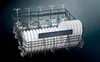 A dishwasher rack filled with clean dishes and wine glasses. Produktbild-Vorschau