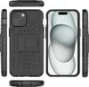 Multiple views of a black iPhone case with a kickstand. Produktbild-Vorschau