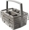 A gray dishwasher cutlery basket with a handle, shown from a slightly elevated angle against a white background. Produktbild-Vorschau