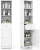 Hoher weißer Badezimmerschrank mit Regalen und Schublade Produktbild-Vorschau 1
