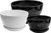 Three ceramic planters of different sizes, two black and one white, are arranged on a white background. Náhled obrázku produktu