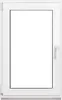 A white framed window with a clear glass pane, presented against a white background. Produktbild-Vorschau