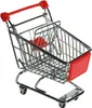 A miniature metal shopping cart with red accents, presented against a white background. Produktbild-Vorschau