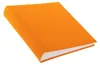 An orange photo album is shown against a white background. Voir les images du produit