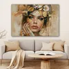 MuchoWow® - Leinwandbilder - Frau - Blumen - Gold - Produktbild-Vorschau 6