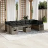 vidaXL 11-tlg. Garten-Sofagarnitur mit Kissen Grau Poly Produktbild-Vorschau 2