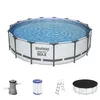 A Bestway Steel Pro MAX frame pool with accessories shown below. Náhled obrázku produktu
