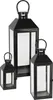 3er Gartenlaternen Laternen Metall Windlicht Schwarz H23/39/49cm Produktbild-Vorschau