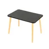 A black rectangular table with four wooden legs against a white background. Produktbild-Vorschau
