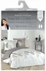 Product packaging for a bedding set, showing a woman and a depiction of the bedding on a bed. Produktbild-Vorschau