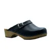 Damen Holzclogs aus Echtleder Dunkelblau – Bequeme Produktbild-Vorschau 2