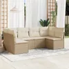 vidaXL 6-tlg. Garten-Sofagarnitur mit Kissen Beige Poly Produktbild-Vorschau 2