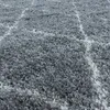 Runder Hochflor Teppich Skandinavische Rauten Design Shaggy Produktbild-Vorschau 4