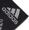 A close-up of a black towel with the Adidas logo in white. Produktbild-Vorschau