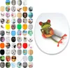 A collage of various toilet seat designs and a frog character on a toilet seat. Produktbild-Vorschau