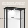 Close-up of a black glass display cabinet with internal lighting and shelves. Podgląd zdjęcia produktu