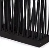 A close-up view of a black room divider made of vertical wooden sticks. Náhled obrázku produktu