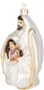A glass Christmas ornament depicting Mary holding baby Jesus, with Joseph standing behind them. Podgląd zdjęcia produktu