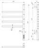 Technical drawing of a towel dryer with dimensions and details. Náhľad obrázku produktu