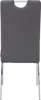 A back view of a gray dining chair with a chrome frame and a handle on the backrest. Produktbild-Vorschau