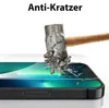 A sledgehammer is shown striking a smartphone screen, which is protected by a glass screen protector. Produktbild-Vorschau