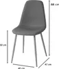 A gray upholstered chair with wooden legs, shown with dimensions indicated by arrows and text. Náhľad obrázku produktu