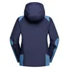 Dunkelblaue Hardshelljacke für Damen von La Sportiva mit Kapuze und hellblauen Akzenten. Produktbild-Vorschau