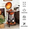 A globe bar cart with bottles of wine and glasses on display, with decorative elements and text overlays highlighting features. Náhled obrázku produktu