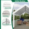 A white carport or party tent set up outdoors with furniture inside. Produktbild-Vorschau