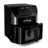 A black LEHMANN air fryer is shown against a white background. The air fryer has a digital display and a handle for its basket. Produktbild-Vorschau