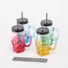 Relaxdays Trinkgläser mit Deckel & Strohhalm, 4er Set, 500 Produktbild-Vorschau 7