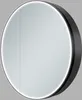 A round, illuminated mirror cabinet shown from a diagonal angle against a plain gray background. Náhled obrázku produktu