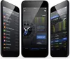 Three smartphones displaying a racing app interface. Produktbild-Vorschau