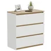Komoda - 60x77x37 cm - biela - s 3 zásuvkami - stabilná - Náhľad obrázku produktu 2