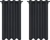 Two dark gray curtains hanging on curtain rods against a white background. Produktbild-Vorschau