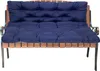A dark blue cushion set on a wooden slatted bench. Produktbild-Vorschau