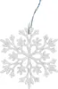 A single glittery snowflake ornament hanging from a string. Náhled obrázku produktu