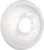 A clear, top-down view of a single, transparent breast milk collector shell. Produktbild-Vorschau