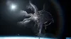 A large, intricate, alien-like structure floats in space above a planet, with a bright star in the background. Produktbild-Vorschau