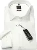 A white OLYMP Level Five Body Fit long-sleeved shirt is neatly folded and presented against a white background. A black tag with white text is attached to the shirt. Produktbild-Vorschau