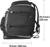Side view of a black ski boot backpack with dimensions indicated. Anteprima dell’immagine prodotto