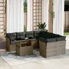 9-tlg. Garten-Sofagarnitur mit Kissen Grau Poly Rattan Produktbild-Vorschau 2