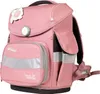 A pink school backpack shown from the front-left. Voir les images du produit