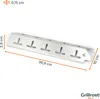 A metal heat shield for a grill, with dimensions indicated by lines and text. Produktbild-Vorschau